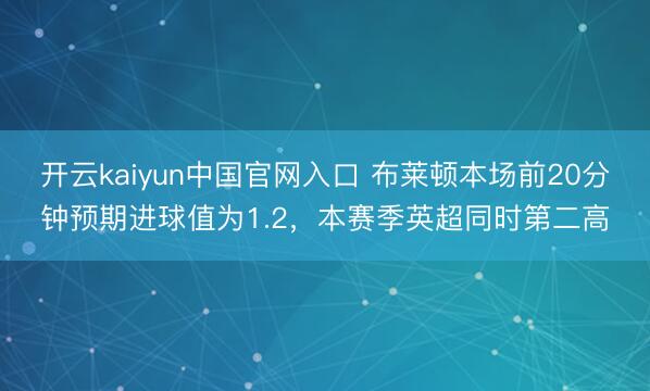 开云kaiyun中国官网入口 布莱顿本场前20分钟预期进球值为1.2，本赛季英超同时第二高