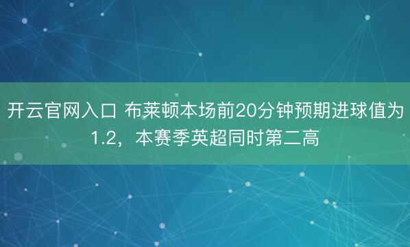 开云官网入口 布莱顿本场前20分钟预期进球值为1.2，本赛季英超同时第二高