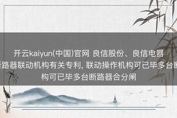 开云kaiyun(中国)官网 良信股份、良信电器(海盐)获取断路器联动机构有关专利， 联动操作机构可已毕多台断路器合分闸