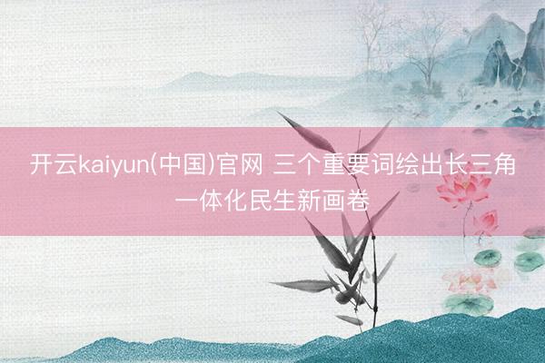 开云kaiyun(中国)官网 三个重要词绘出长三角一体化民生新画卷