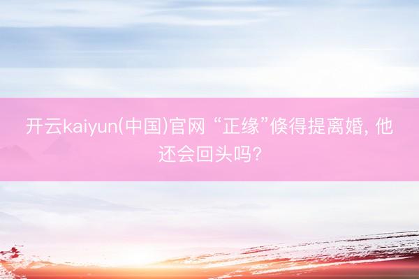 开云kaiyun(中国)官网 “正缘”倏得提离婚， 他还会回头吗?