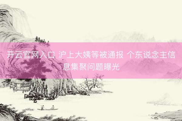 开云官网入口 沪上大姨等被通报 个东说念主信息集聚问题曝光