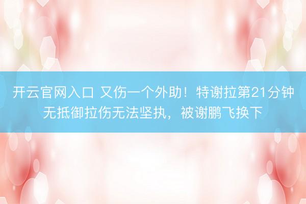 开云官网入口 又伤一个外助！特谢拉第21分钟无抵御拉伤无法坚执，被谢鹏飞换下