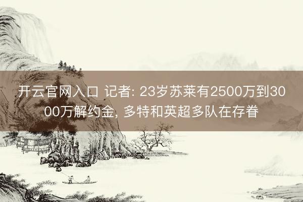 开云官网入口 记者: 23岁苏莱有2500万到3000万解约金， 多特和英超多队在存眷