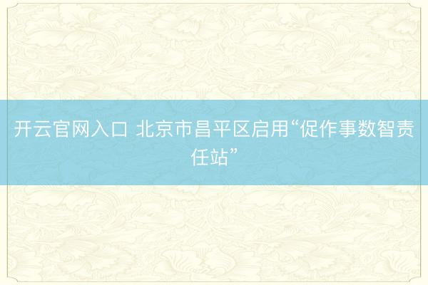 开云官网入口 北京市昌平区启用“促作事数智责任站”