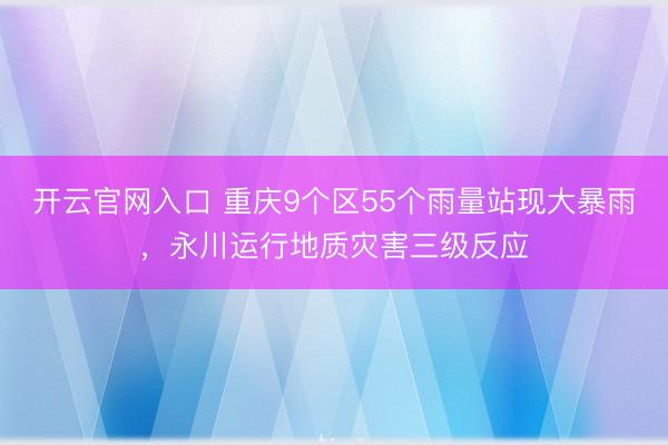 开云官网入口 重庆9个区55个雨量站现大暴雨,永川运行地质灾害三级反应